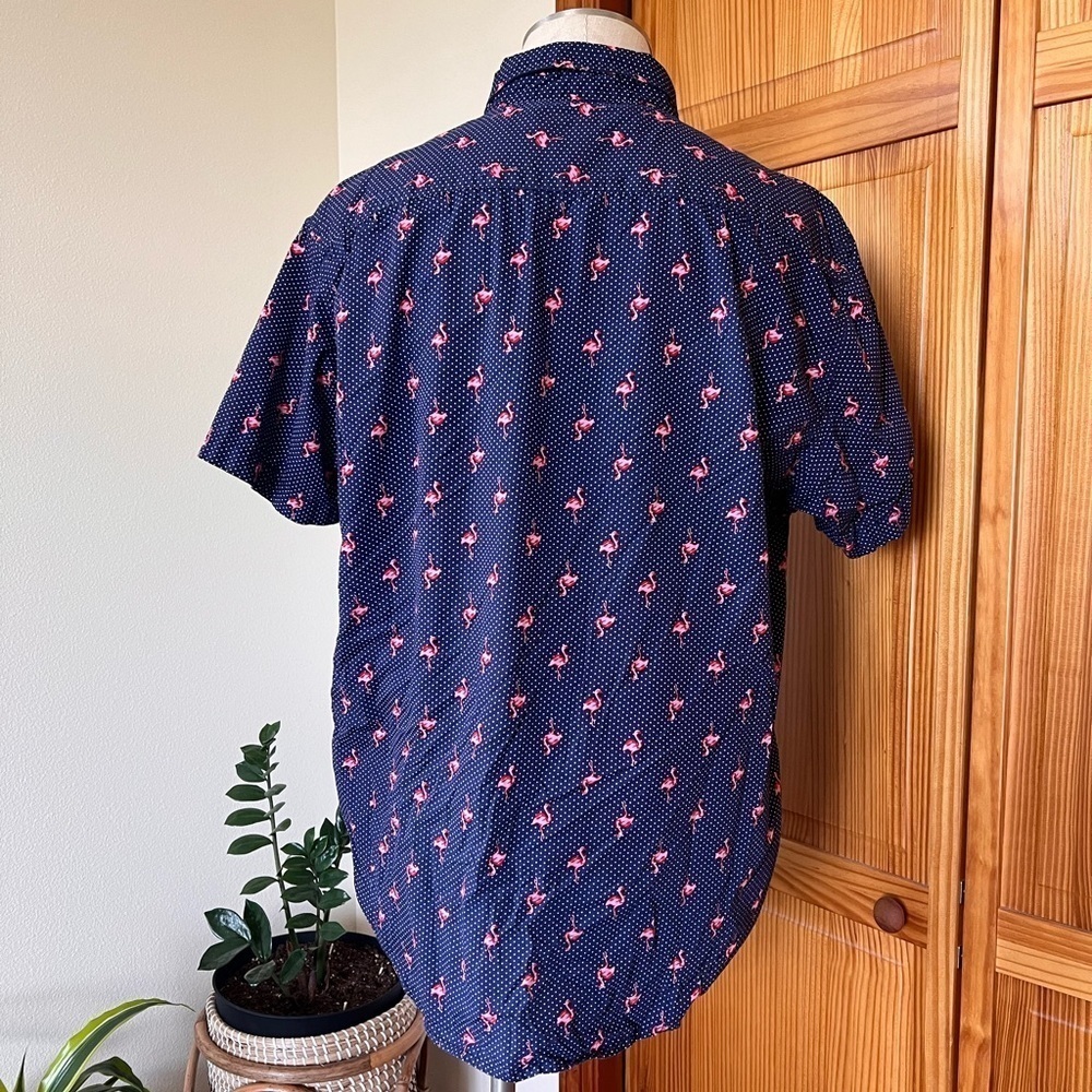 Molokai Short Sleeve Button Up Xl Polka Dot Blue … - image 3